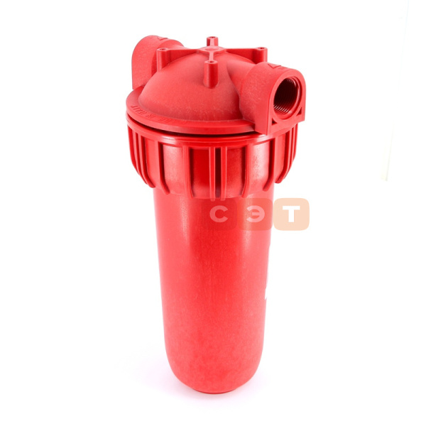 Одинарная красная колба фильтра для ГВС 10" (Senior) Plus HOT 3P SX  3/4"